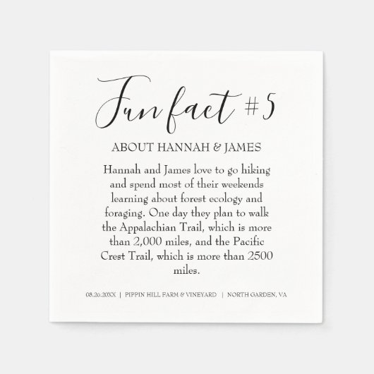 シンプル白黒モダンおもしろいファクト結婚5の スタンダードカクテルナプキン (正面)