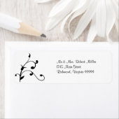 シンプル白黒モダンつる植物ラベル ラベル (インサイチュ)