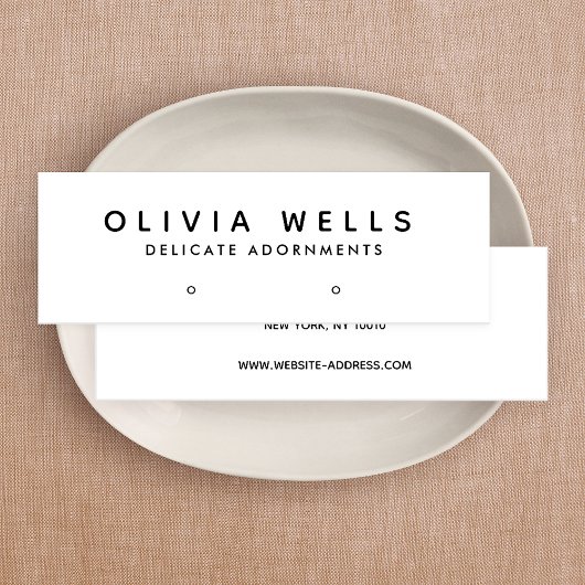 シンプル白黒モダンイヤリングディスプレイミニ スキニー名刺