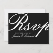 シンプル白黒モダンエレガントミニマルスクリプト 出欠カード (正面)