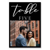 シンプル白黒モダンカップル写真結婚の テーブルナンバー (正面)