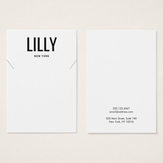 シンプル白黒モダンネックレスディスプレイカード (正面&裏面)