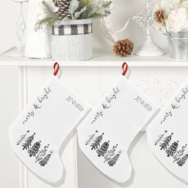 シンプル白黒モダンファミリークリスマスデコール スモールクリスマスストッキング