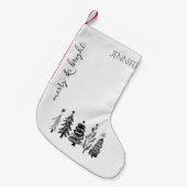 シンプル白黒モダンファミリークリスマスデコール スモールクリスマスストッキング (正面 (吊り時))