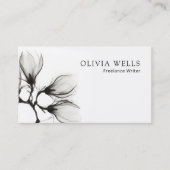 シンプル白黒モダンフローラプロフェッショナル 名刺 (正面)
