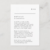 シンプル白黒モダンモノグラム詳細 出欠カード (正面)