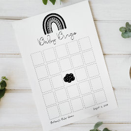 シンプル白黒モダンレインボーベビーシャワービンゴ