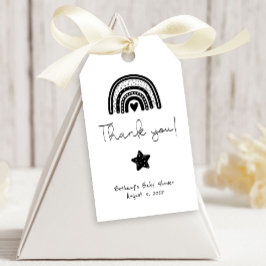 シンプル白黒モダンレインボーベビーシャワー ギフトタグ
