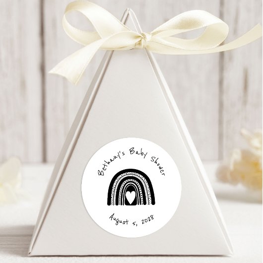 シンプル白黒モダンレインボーベビーシャワー ラウンドシール