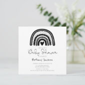 シンプル白黒モダンレインボーベビーシャワー 招待状 (スタンド正面)