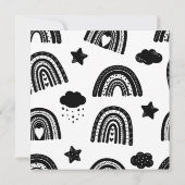 シンプル白黒モダンレインボーベビーシャワー 招待状 (裏面)