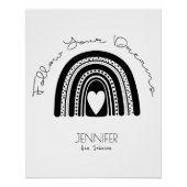 シンプル白黒モダンレインボーベビールーム ポスター (正面)