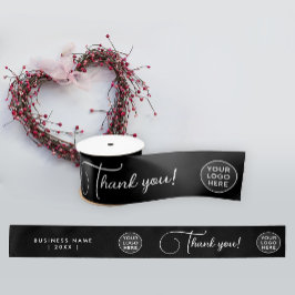 シンプル白黒モダンロゴBusiness Script サテンリボン