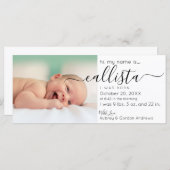 シンプル白黒モダン写真の誕生発表 (正面/裏面)