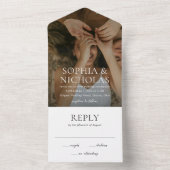 シンプル白黒モダン写結婚真 オールインワン招待状 (内側)