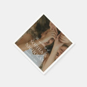 シンプル白黒モダン写結婚真 スタンダードカクテルナプキン (角)