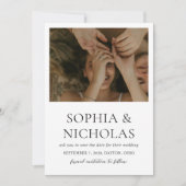 シンプル白黒モダン写結婚真 セーブザデート (正面)