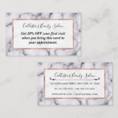 シンプル白黒モダン大理石模様 割引カード (正面/裏面)