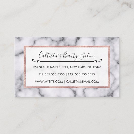 シンプル白黒モダン大理石模様 紹介カード (裏面)