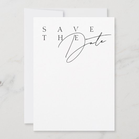 シンプル白黒モダン結婚タイポグラフィ セーブザデート (裏面)