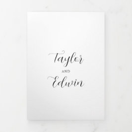 シンプル白黒モダン結婚写真 三つ折り招待状