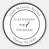 シンプル白黒モダン結婚差出人住所 ラウンドシール (正面)