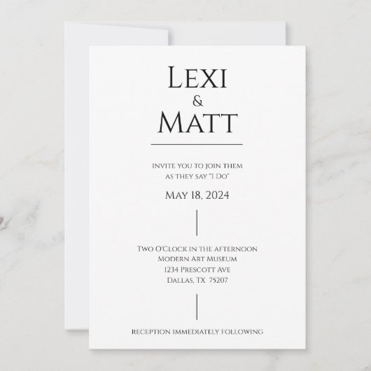 シンプル白黒モダン結婚式招待状 招待状 (正面)