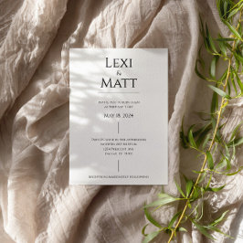 シンプル白黒モダン結婚式招待状 招待状