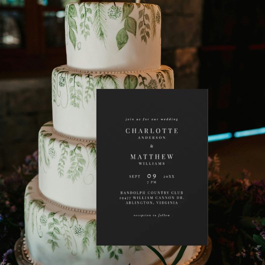 シンプル白黒モダン親なし 招待状