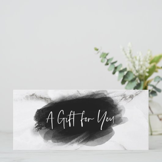 シンプル白黒モダン証明書ギフトカード (スタンド正面)