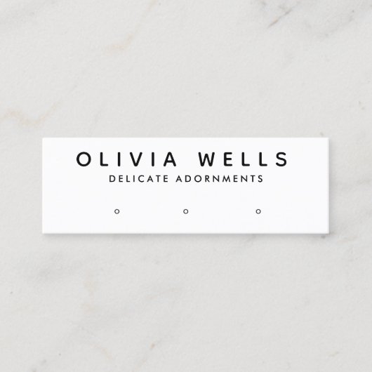 シンプル白黒モダン3穴イヤリングディスプレイ スキニー名刺 (正面)
