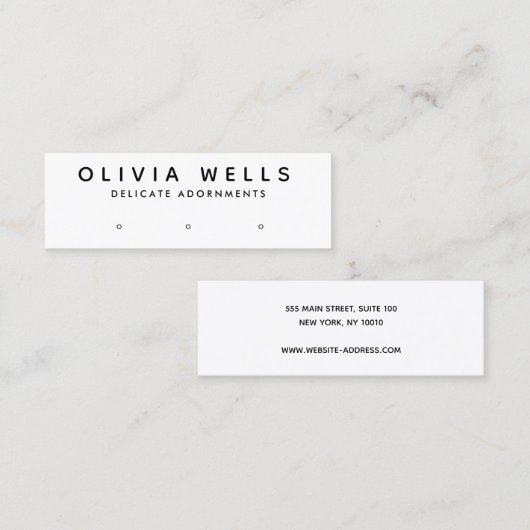 シンプル白黒モダン3穴イヤリングディスプレイ スキニー名刺 (正面/裏面)