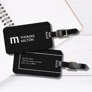 シンプル白黒モノグはっきりしたラム ラゲッジタグ