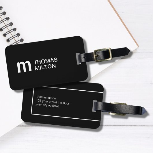 シンプル白黒モノグはっきりしたラム ラゲッジタグ