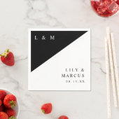 シンプル白黒モノグラエレガントム結婚ズ スタンダードカクテルナプキン (インサイチュ)