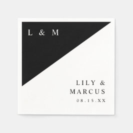 シンプル白黒モノグラエレガントム結婚ズ スタンダードカクテルナプキン