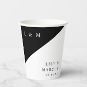 シンプル白黒モノグラエレガントム結婚ズ 紙コップ (正面)