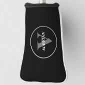 シンプル白黒モノグラパーソナライズされたム ゴルフヘッドカバー (回転90)