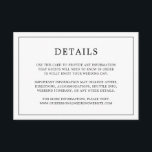シンプル白黒モノグラムエレガントな結婚式 エンクロージャーカード<br><div class="desc">シンプル薄い結婚詳細に囲まれたモダンデザインを備えたエレガントのエンクロージャカー縁どド。すべての文字は黒で、白い背景の上にあり、裏面は中央にモノグラムを持って、中に縁どある。フォントと背景色は任意の色に変更できる。ミニマルスタイリッシュなカップルのためのシックで素晴らしデザイン。これらのエンクロージャカードを使用して、ホテルの宿泊施設、駐車場、シャトル情報など、ゲストが知る必要がある方向やその他の重要な詳細を提供する。</div>