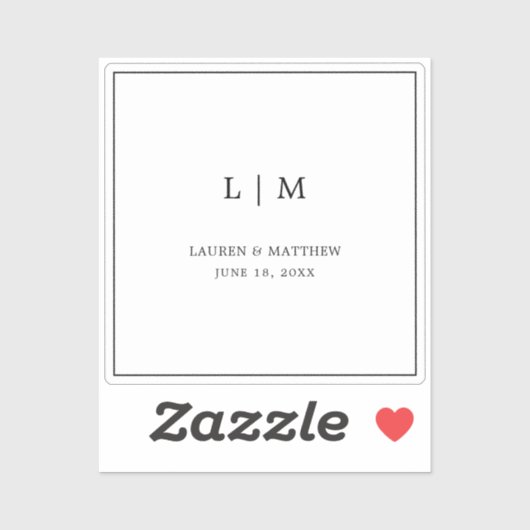 シンプル白黒モノグラムエレガントな結婚式 シール (シート)