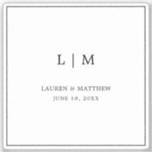シンプル白黒モノグラムエレガントな結婚式 シール (正面)