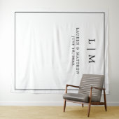 シンプル白黒モノグラムエレガントな結婚式 タペストリー (インサイチュ(横))