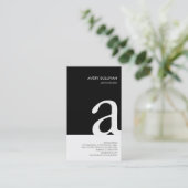 シンプル白黒モノグラムエレガント名刺 名刺 (スタンド正面)