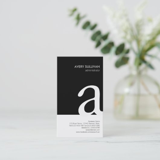 シンプル白黒モノグラムエレガント名刺 名刺 (スタンド正面)