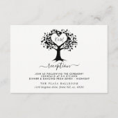 シンプル白黒モノグラムハートツリ結婚ーズ エンクロージャーカード (正面)