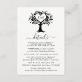 シンプル白黒モノグラムハートツリ結婚ーズ エンクロージャーカード (正面)