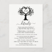 シンプル白黒モノグラムハートツリ結婚ーズ エンクロージャーカード (正面)