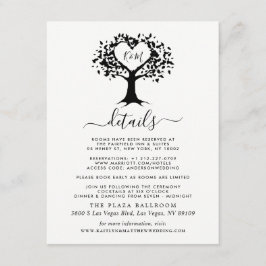 シンプル白黒モノグラムハートツリ結婚ーズ エンクロージャーカード