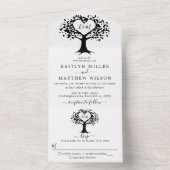 シンプル白黒モノグラムハートツリ結婚ーズ オールインワン招待状 (内側)