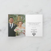 シンプル白黒モノグラムハートツリ結婚ーズ サンキューカード (内部)